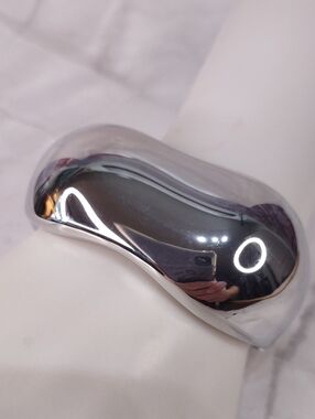 Sculptural Silver-Plate Hinged Bangle Bracelet